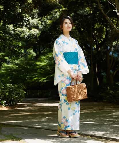 K2EGD50249  【WEB限定】「ラクゆかた」・朝顔　ベージュ