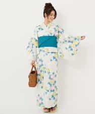 K2EGD50249 a.v.v(アー・ヴェ・ヴェ) 【WEB限定】「ラクゆかた」・朝顔　ベージュ ホワイト