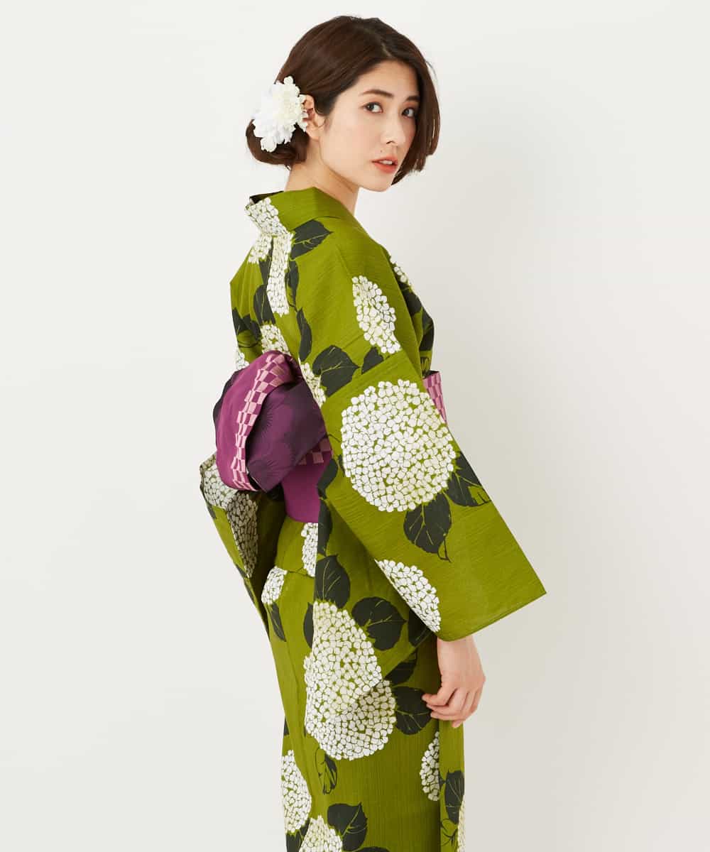 K2EGD53249 a.v.v(アー・ヴェ・ヴェ) 【WEB限定】「ラクゆかた」・あじさい　緑 グリーン