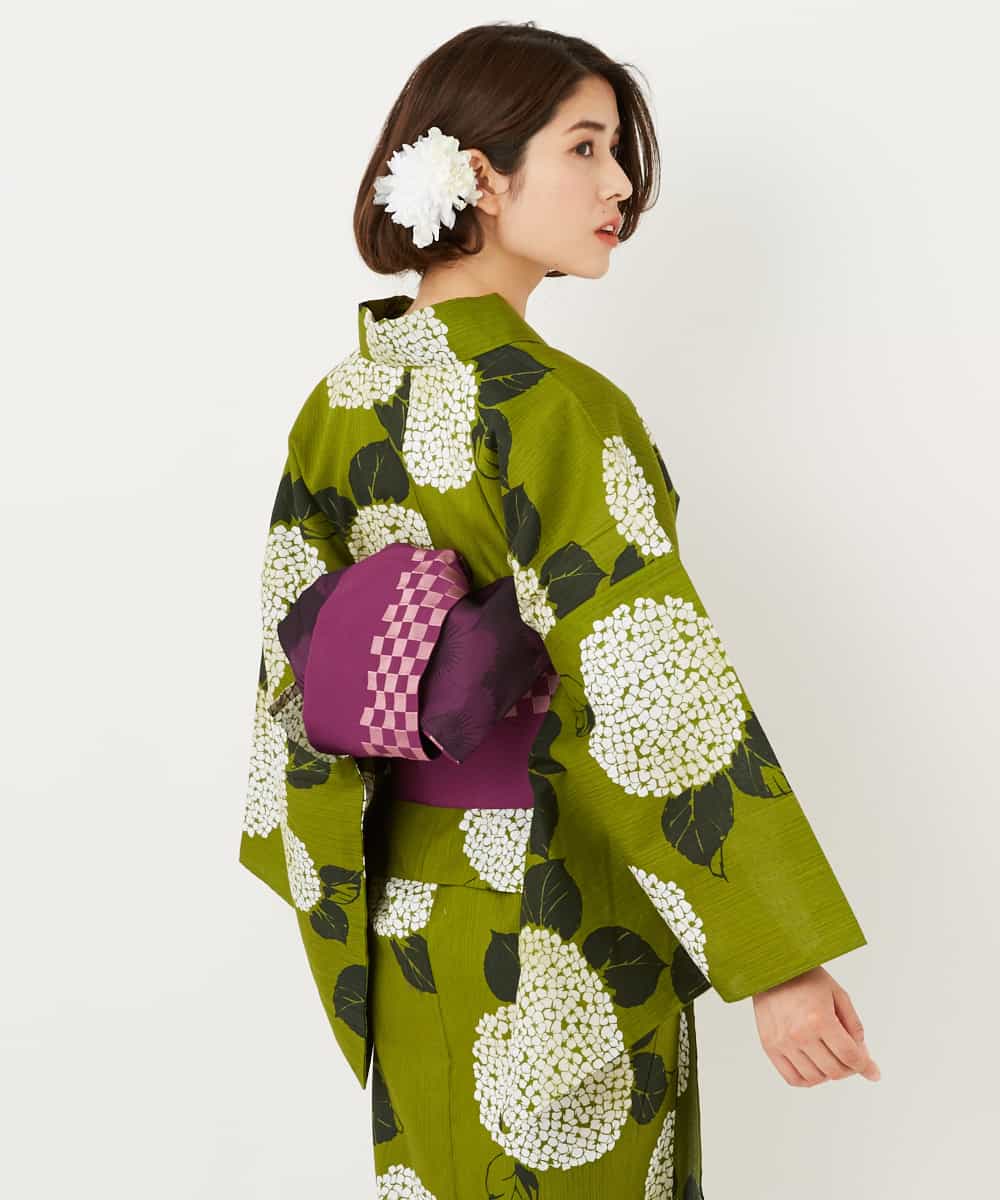 K2EGD53249 a.v.v(アー・ヴェ・ヴェ) 【WEB限定】「ラクゆかた」・あじさい　緑 グリーン