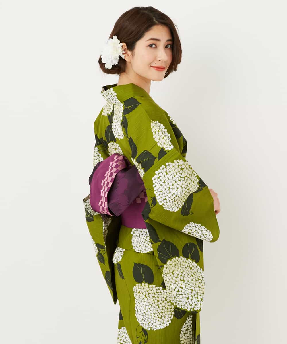 K2EGD53249 a.v.v(アー・ヴェ・ヴェ) 【WEB限定】「ラクゆかた」・あじさい　緑 グリーン