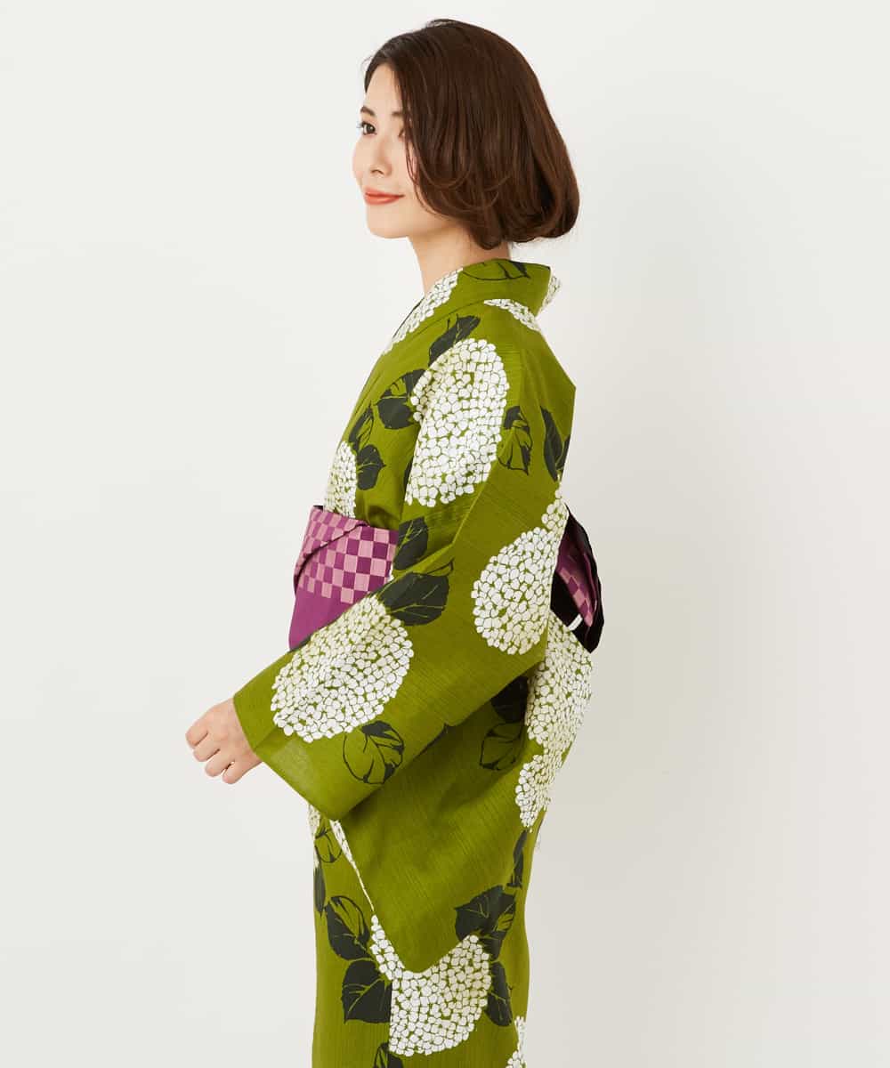 K2EGD53249 a.v.v(アー・ヴェ・ヴェ) 【WEB限定】「ラクゆかた」・あじさい　緑 グリーン