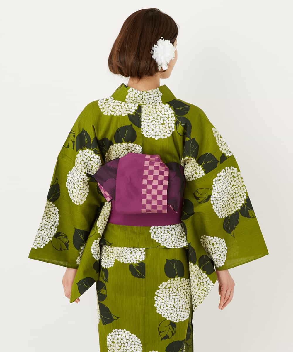 K2EGD53249 a.v.v(アー・ヴェ・ヴェ) 【WEB限定】「ラクゆかた」・あじさい　緑 グリーン