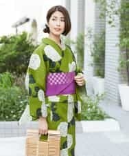 K2EGD53249 a.v.v(アー・ヴェ・ヴェ) 【WEB限定】「ラクゆかた」・あじさい　緑 グリーン
