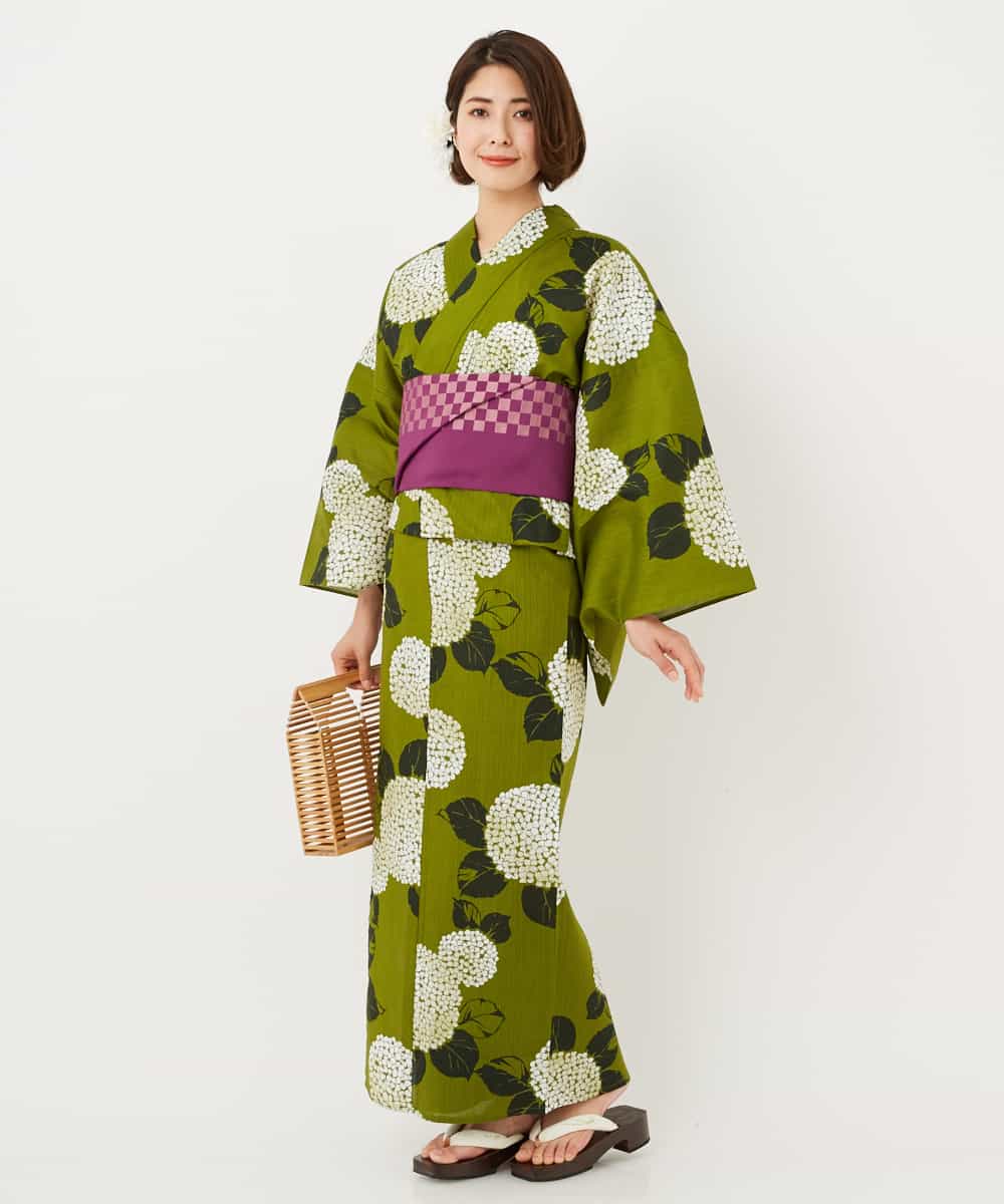 K2EGD53249 a.v.v(アー・ヴェ・ヴェ) 【WEB限定】「ラクゆかた」・あじさい　緑 グリーン