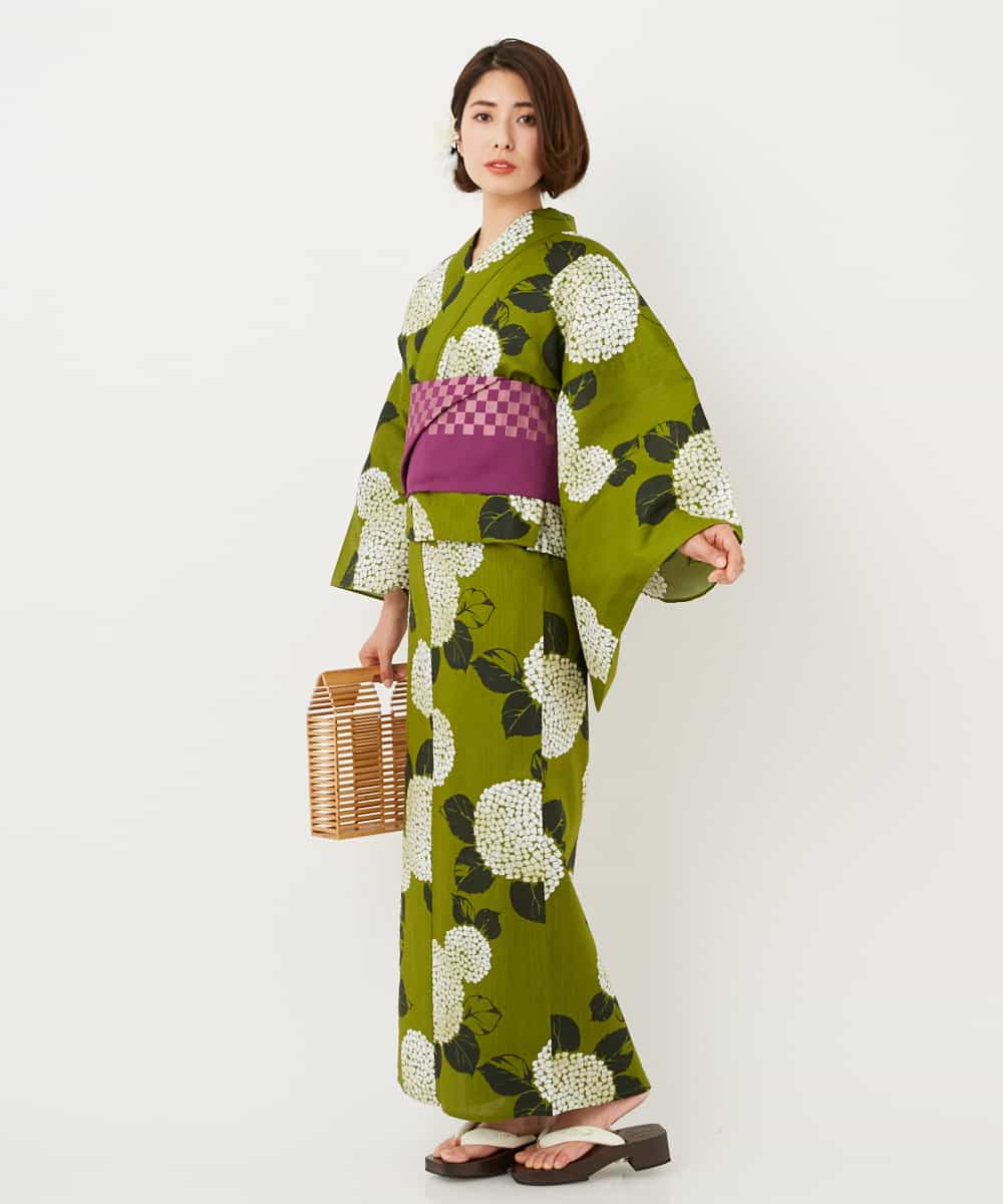 K2EGD53249 a.v.v(アー・ヴェ・ヴェ) 【WEB限定】「ラクゆかた」・あじさい　緑 グリーン