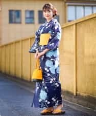 簡単】ゆかた・帯2点セット 紫陽花柄 紺[WEB限定](浴衣) | a.v.v(アー