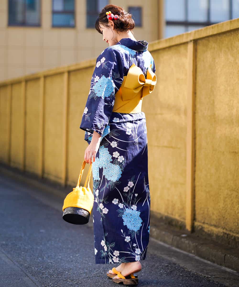 簡単】ゆかた・帯2点セット 紫陽花柄 紺[WEB限定](浴衣) | a.v.v(アー