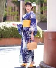 K2EGG92099 a.v.v(アー・ヴェ・ヴェ) 【簡単】ゆかた・帯2点セット 乱菊柄[WEB限定サイズ] 紺