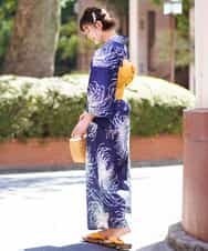 K2EGG92099 a.v.v(アー・ヴェ・ヴェ) 【簡単】ゆかた・帯2点セット 乱菊柄[WEB限定サイズ] 紺