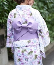 K2EGJ91099 a.v.v(アー・ヴェ・ヴェ) 【簡単】ゆかた・帯2点セット 紫陽花と花火柄浴衣 ホワイト