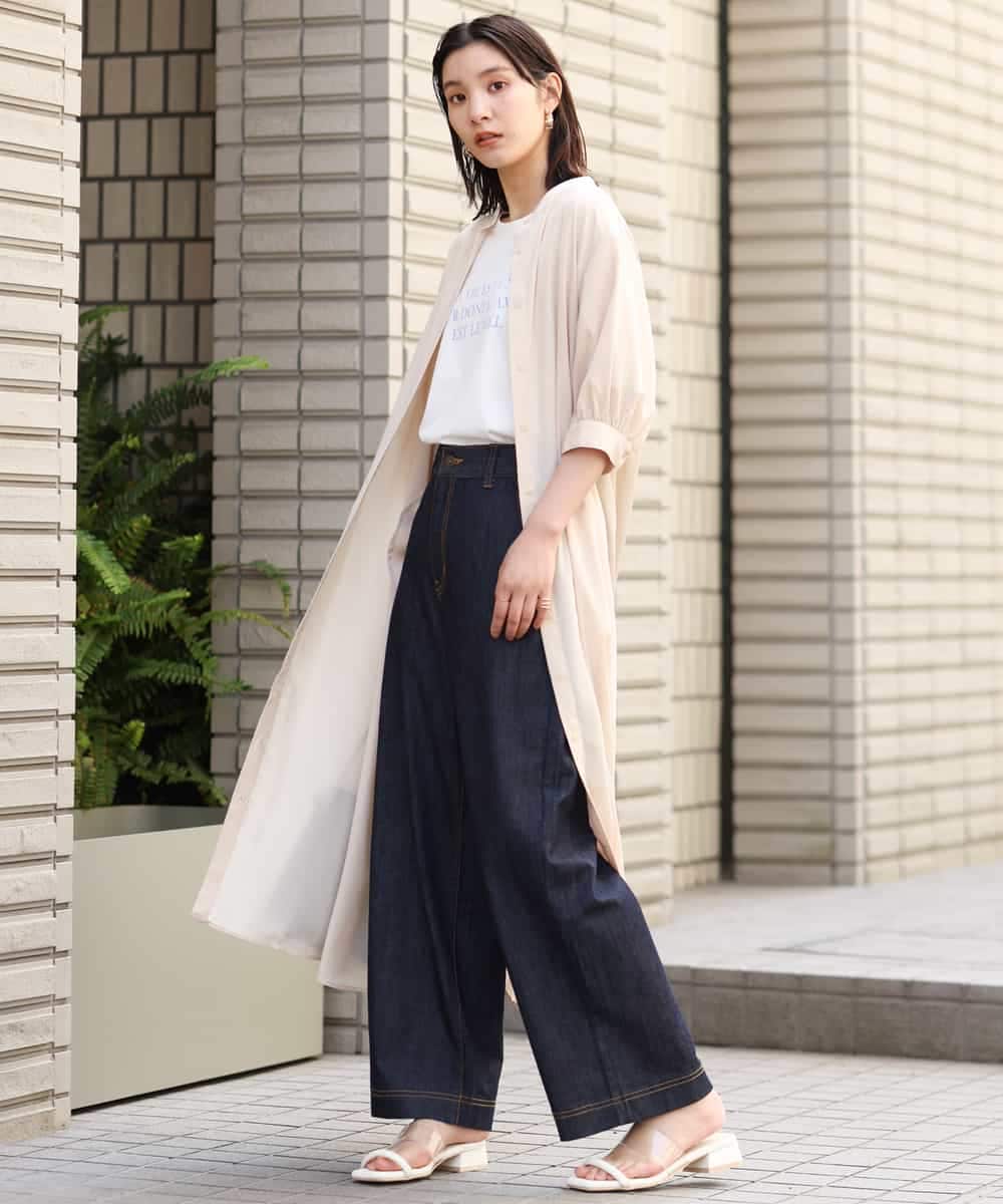 K2EGP11079 a.v.v(アー・ヴェ・ヴェ) バックギャザーシャツワンピース ベージュ