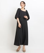 K2EGS10099 a.v.v(アー・ヴェ・ヴェ) ボリュームスリーブフレアワンピース ベージュ