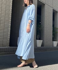 K2EGS20079 a.v.v(アー・ヴェ・ヴェ) 【洗える】楊柳ティアードシャツワンピース ライトブルー