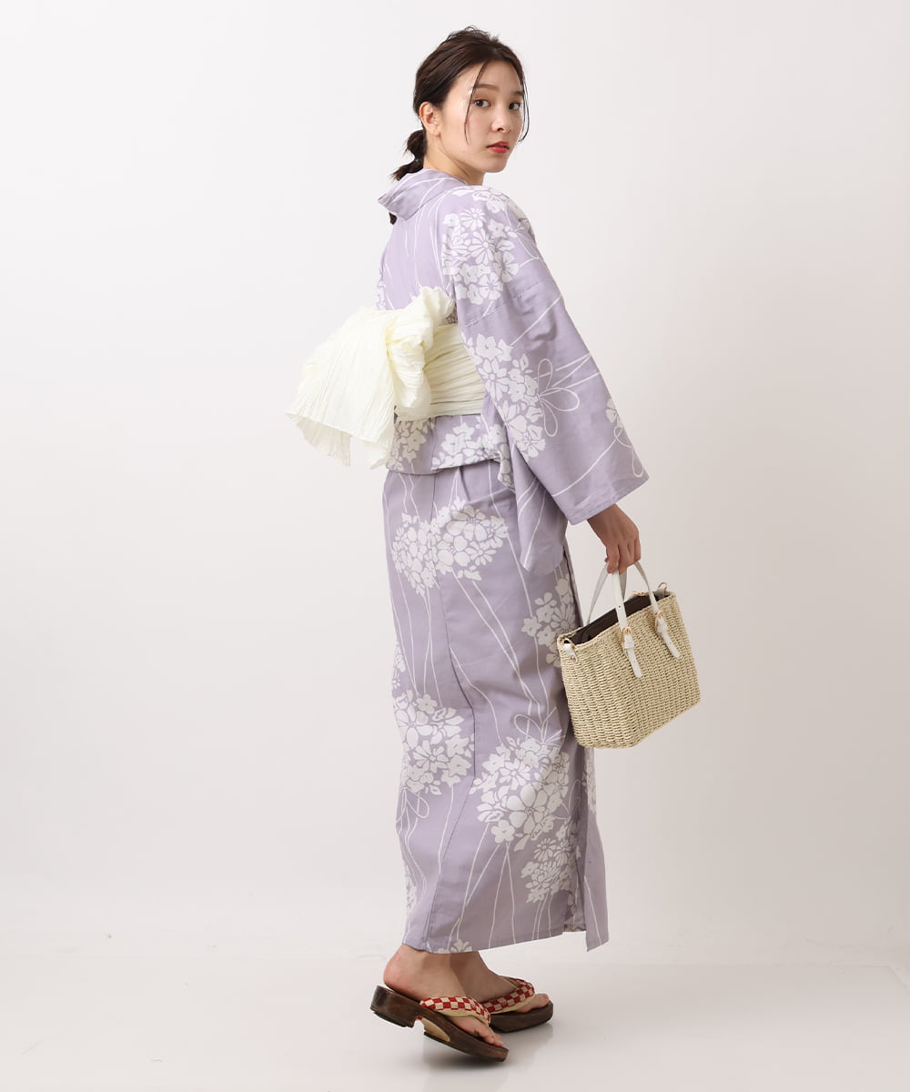 簡単に着られる浴衣・兵児帯2点セット【紫陽花柄】