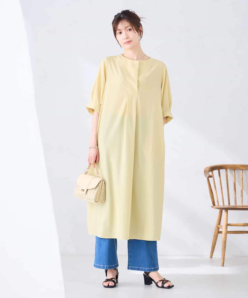 K2EHD16059 a.v.v(アー・ヴェ・ヴェ) カフタンワンピース ライトイエロー