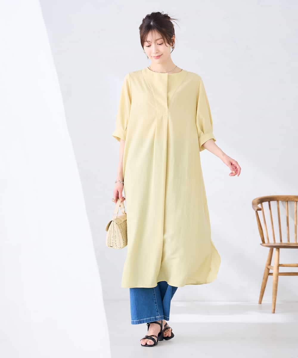 K2EHD16059 a.v.v(アー・ヴェ・ヴェ) カフタンワンピース ライトイエロー