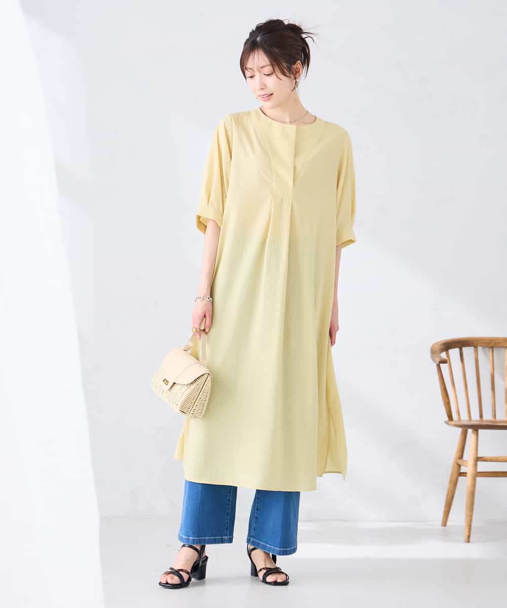 K2EHD16059 a.v.v(アー・ヴェ・ヴェ) カフタンワンピース ライトイエロー