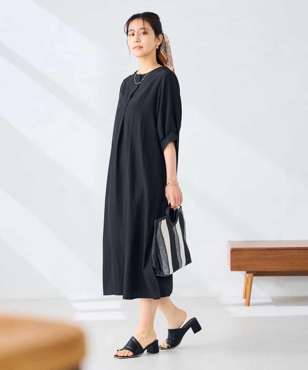 K2EHD16059 a.v.v(アー・ヴェ・ヴェ) カフタンワンピース ライトイエロー