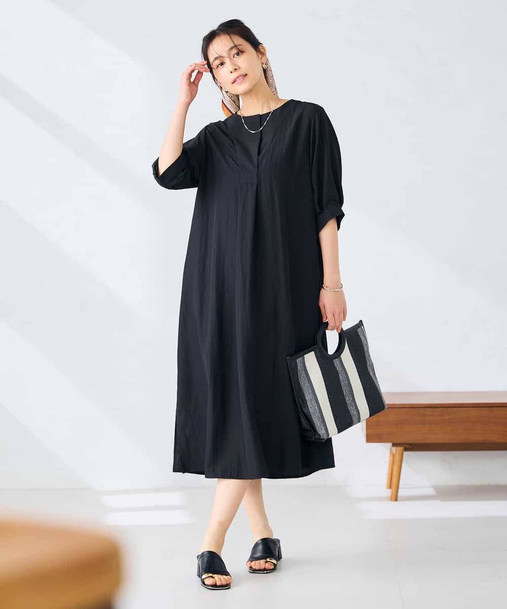 K2EHD16059 a.v.v(アー・ヴェ・ヴェ) カフタンワンピース ブラック