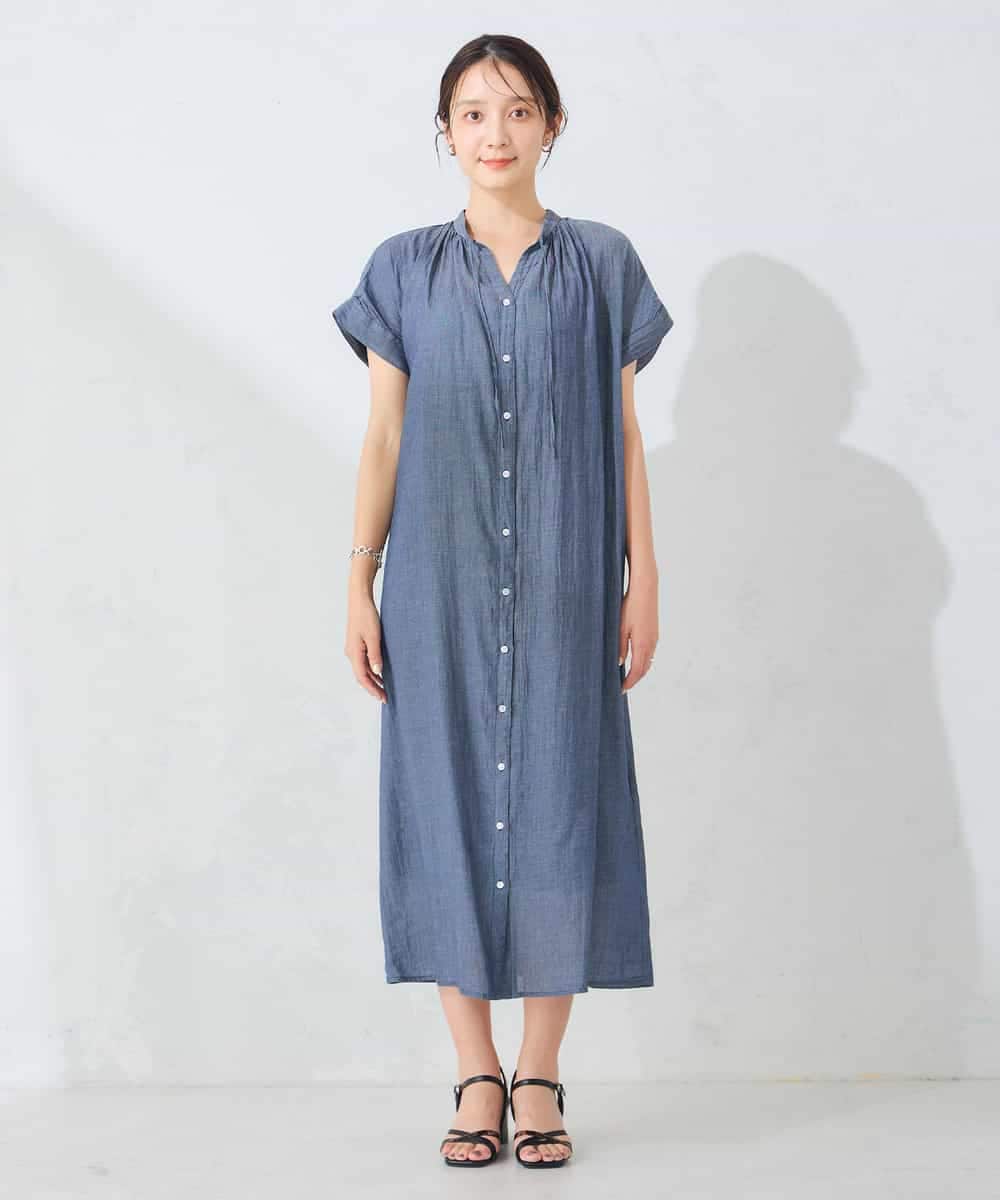K2EHD23089 a.v.v(アー・ヴェ・ヴェ) シアーデニムスキッパーワンピース ネイビー