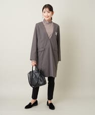 K2EIS08089 a.v.v(アー・ヴェ・ヴェ) Vネックチュニックワンピース ダークグレー