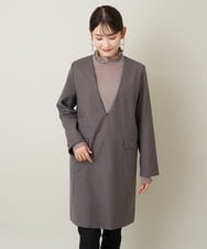 K2EIS08089 a.v.v(アー・ヴェ・ヴェ) Vネックチュニックワンピース ダークグレー