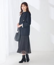 K2EJD01109 a.v.v(アー・ヴェ・ヴェ) 【洗える】ラメ プリーツ ワンピース ネイビー