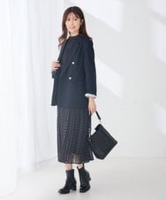 K2EJD01109 a.v.v(アー・ヴェ・ヴェ) 【洗える】ラメ プリーツ ワンピース ネイビー