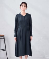 K2EKA06099 a.v.v(アー・ヴェ・ヴェ) 【洗える】ウエストタックワンピース ネイビー