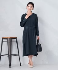 K2EKA06099 a.v.v(アー・ヴェ・ヴェ) 【洗える】ウエストタックワンピース ネイビー