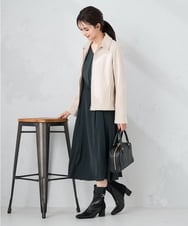 K2EKA06099 a.v.v(アー・ヴェ・ヴェ) 【洗える】ウエストタックワンピース ネイビー
