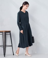 K2EKA06099 a.v.v(アー・ヴェ・ヴェ) 【洗える】ウエストタックワンピース ネイビー