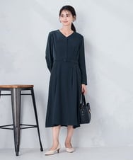 K2EKA06099 a.v.v(アー・ヴェ・ヴェ) 【洗える】ウエストタックワンピース ネイビー