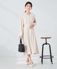 K2EKA06099 a.v.v(アー・ヴェ・ヴェ) 【洗える】ウエストタックワンピース ベージュ