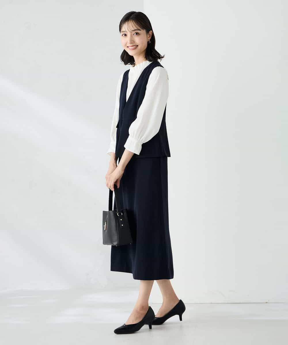 K2EKA07099 a.v.v(アー・ヴェ・ヴェ) ペプラムドッキングワンピース ネイビー