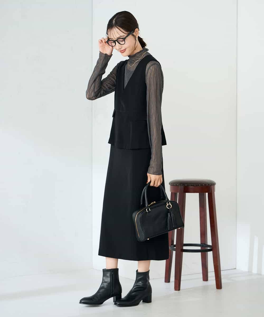 K2EKA07099 a.v.v(アー・ヴェ・ヴェ) ペプラムドッキングワンピース ネイビー