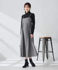 K2EKA10089 a.v.v(アー・ヴェ・ヴェ) 【洗える】バックオープンキャミワンピース グレー