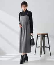 K2EKA10089 a.v.v(アー・ヴェ・ヴェ) 【洗える】バックオープンキャミワンピース グレー