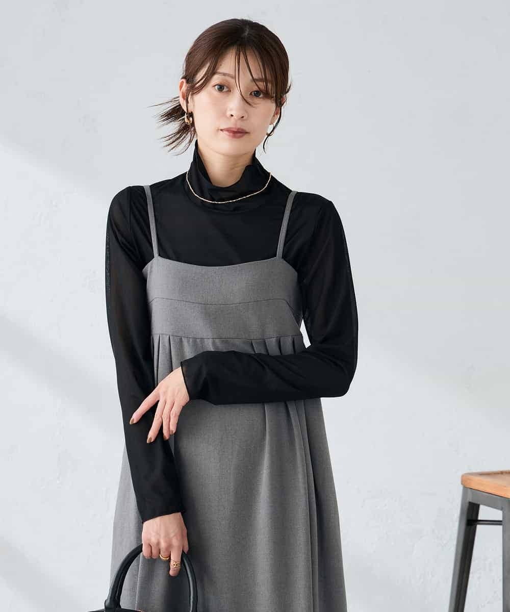 K2EKA10089 a.v.v(アー・ヴェ・ヴェ) 【洗える】バックオープンキャミワンピース グレー