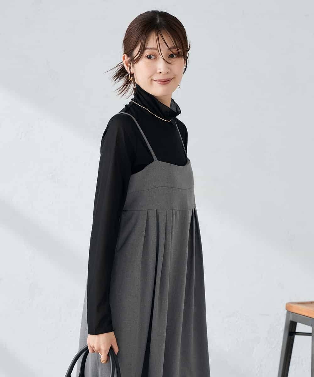 K2EKA10089 a.v.v(アー・ヴェ・ヴェ) 【洗える】バックオープンキャミワンピース グレー