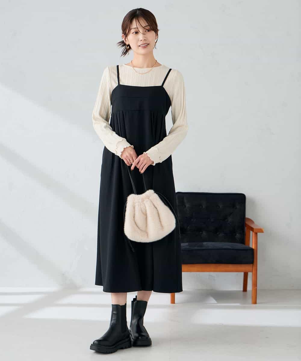 K2EKA10089 a.v.v(アー・ヴェ・ヴェ) 【洗える】バックオープンキャミワンピース グレー