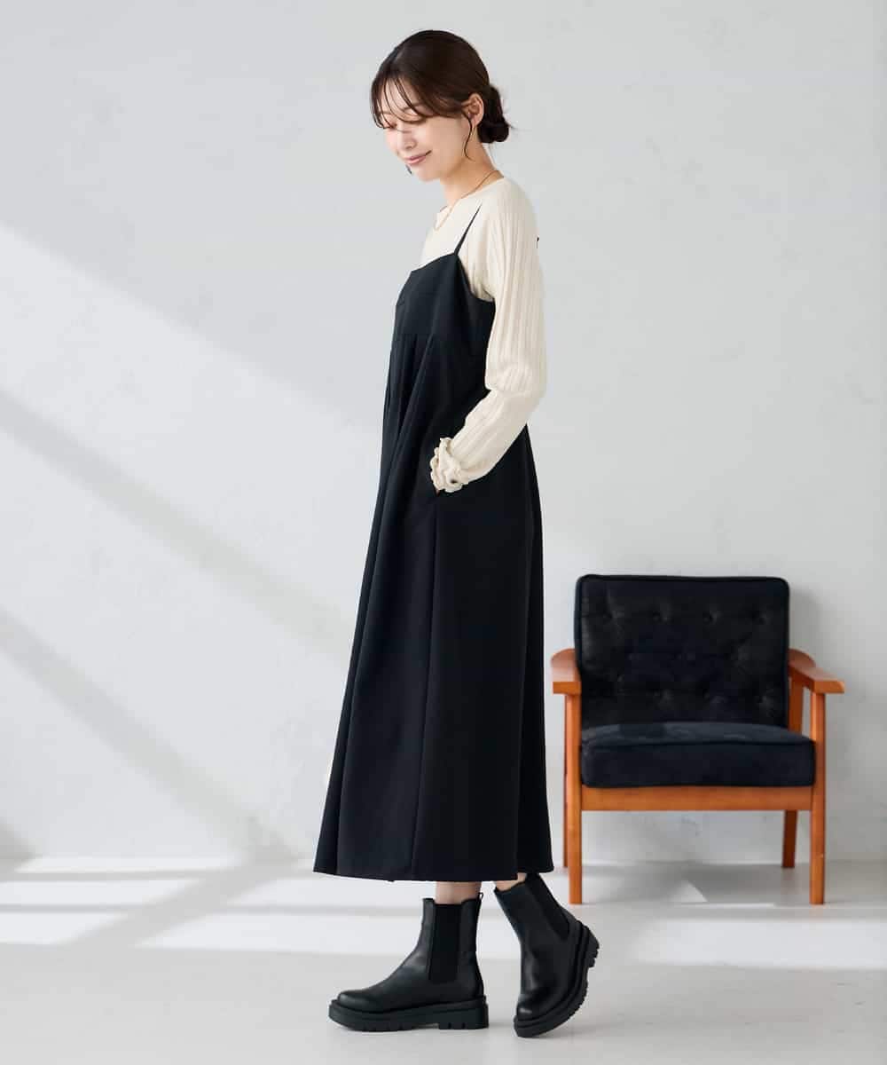 K2EKA10089 a.v.v(アー・ヴェ・ヴェ) 【洗える】バックオープンキャミワンピース グレー