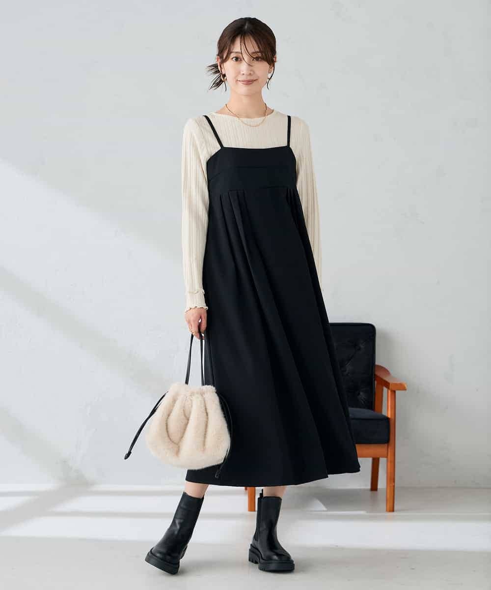 K2EKA10089 a.v.v(アー・ヴェ・ヴェ) 【洗える】バックオープンキャミワンピース グレー