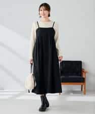 K2EKA10089 a.v.v(アー・ヴェ・ヴェ) 【洗える】バックオープンキャミワンピース ブラック