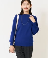 K2FAA69034 a.v.v(アー・ヴェ・ヴェ) 【洗える】ボートネックパフスリーブニット【アンサンブル対応】 ロイヤルブルー