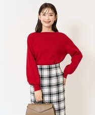 K2FAA69034 a.v.v(アー・ヴェ・ヴェ) 【洗える】ボートネックパフスリーブニット【アンサンブル対応】 ブラック