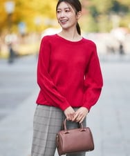 K2FAD10044 a.v.v(アー・ヴェ・ヴェ) 【洗える】求心風クルーネックニット【新色追加】 レッド