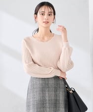 K2FAD10044 a.v.v(アー・ヴェ・ヴェ) 【洗える】求心風クルーネックニット【新色追加】 レッド