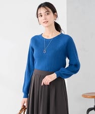 K2FAD10044 a.v.v(アー・ヴェ・ヴェ) 【洗える】求心風クルーネックニット【新色追加】 ブルー